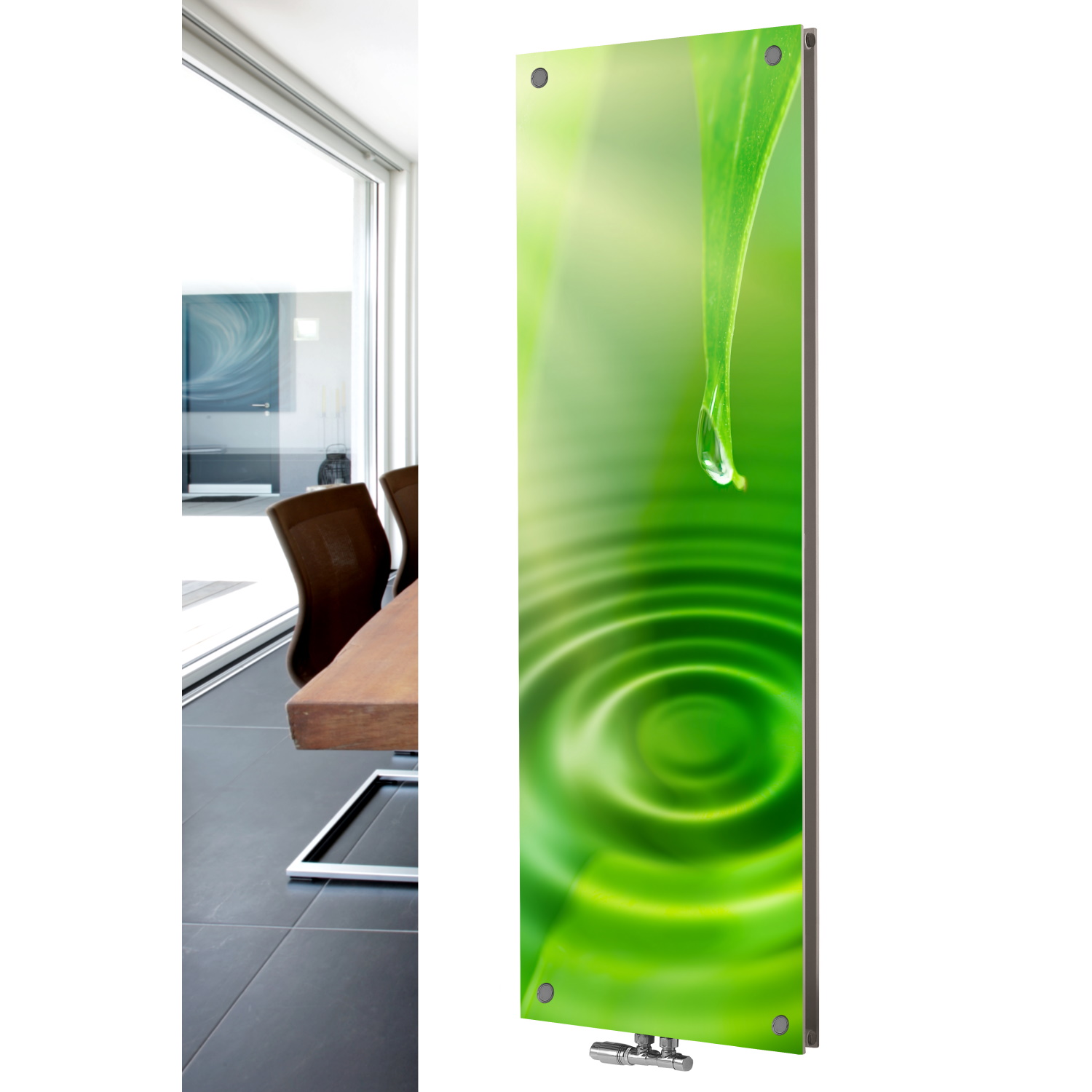 XIMAX Paneelheizkörper, Raumheizkörper P1/G Duplex mit Mittenanschluss, Glas mit Wunschbild