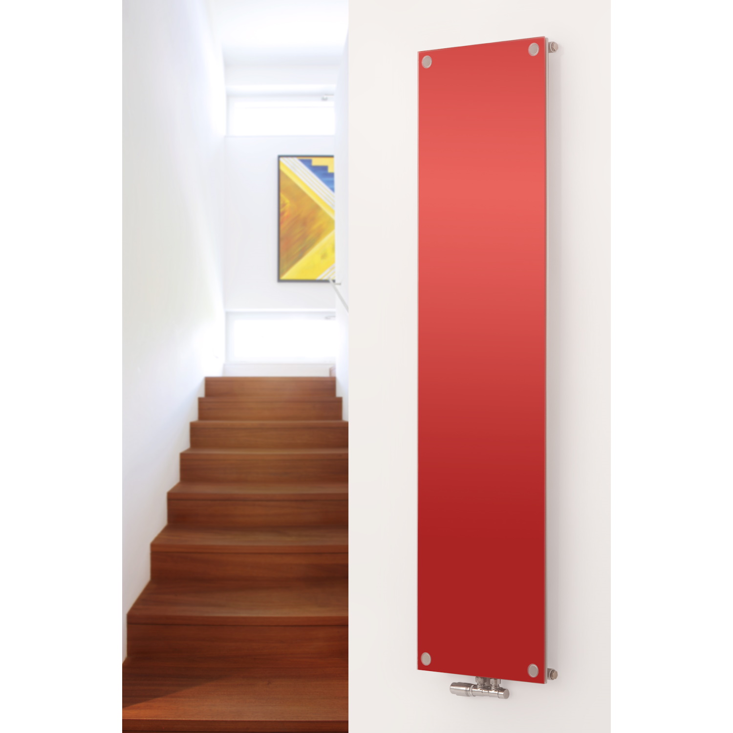 XIMAX Paneelheizkörper, Raumheizkörper P1/G Duplex mit Mittenanschluss, Glas in Rubinrot