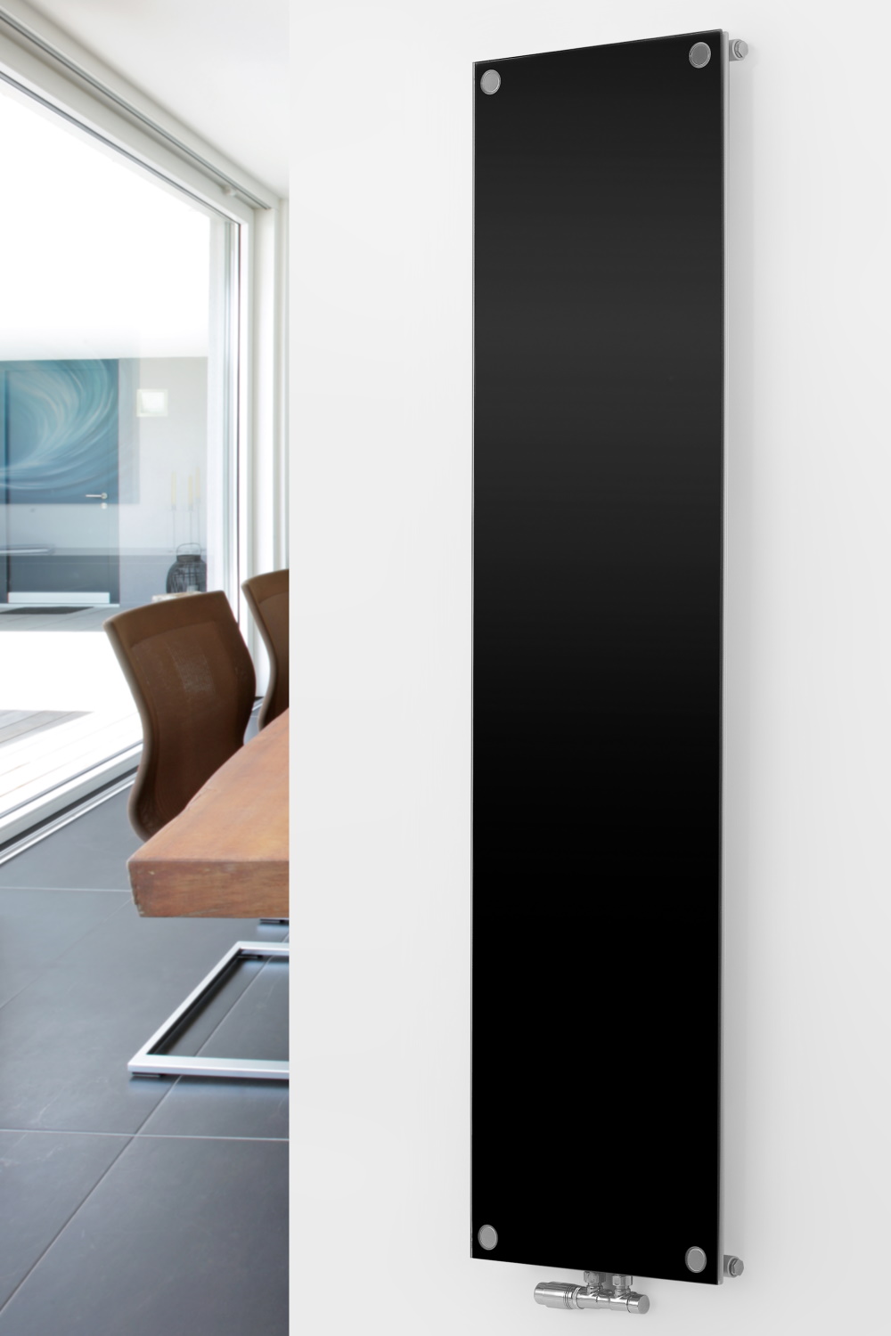 XIMAX Paneelheizkörper, Raumheizkörper P1/G Duplex mit Mittenanschluss, Glas in Schwarz