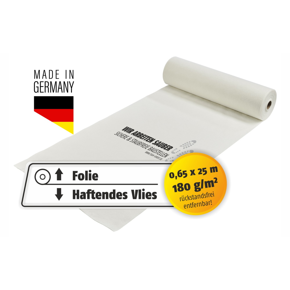 Treppen Schutzvlies Abdeckvlies selbsthaftend 0,65x25 m Original EFC® 180g/m² 2 Stück
